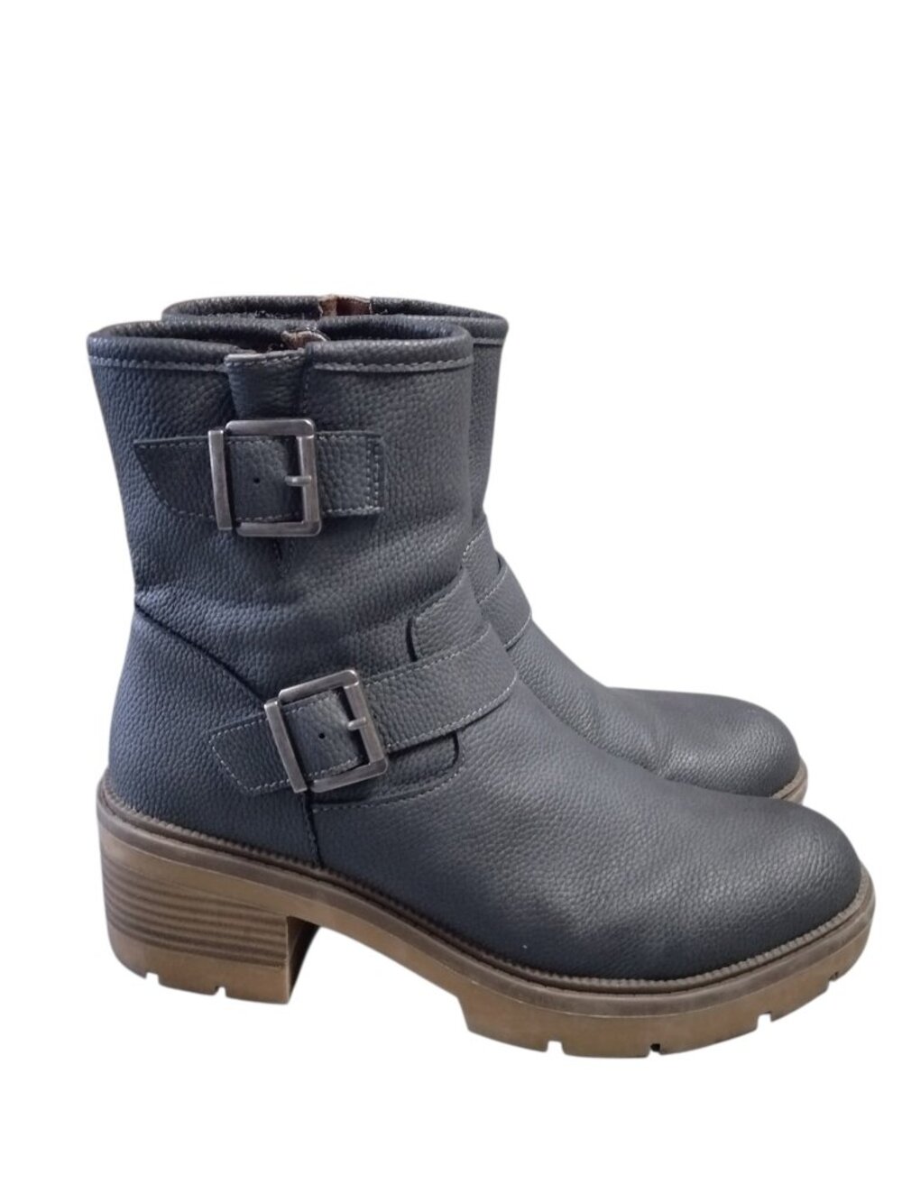 BOC by Born Size 10M Monika Platform Moto Bootie Womenβs Dual Buckle Lug Sole